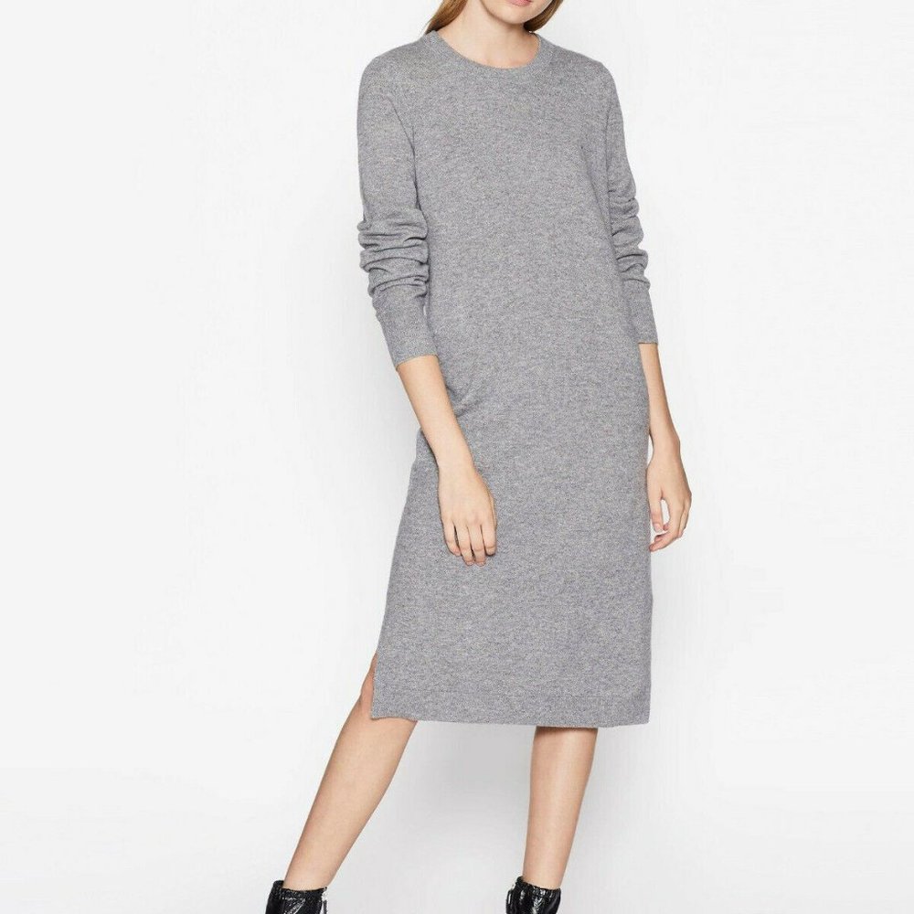 NEW EQUIPMENT Snyder 100% Cashmere Midi Dress, Grey, Small ~GORGEOUS!~
